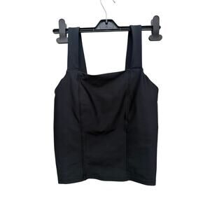 Becco Black Square Neck Cropped Active Tank Top Size Medium